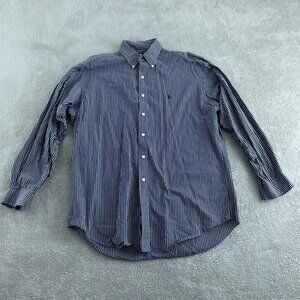 Ralph Lauren Blake Mens Medium Blue & White Checkered Long Sleeve Shirt 5715